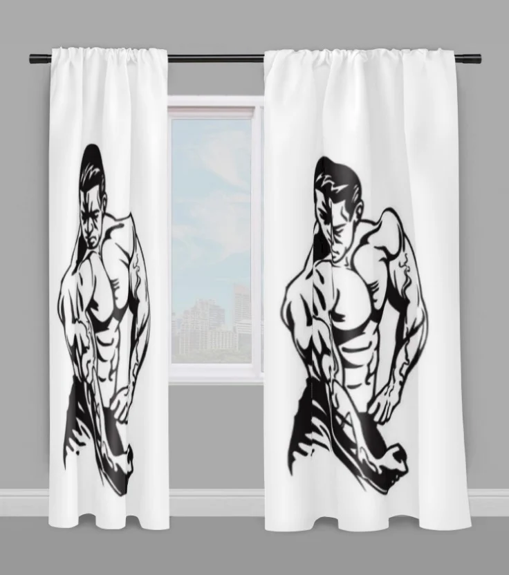 Tissu au mètre motif sport musculation bodybuilding art martiaux rideau couette