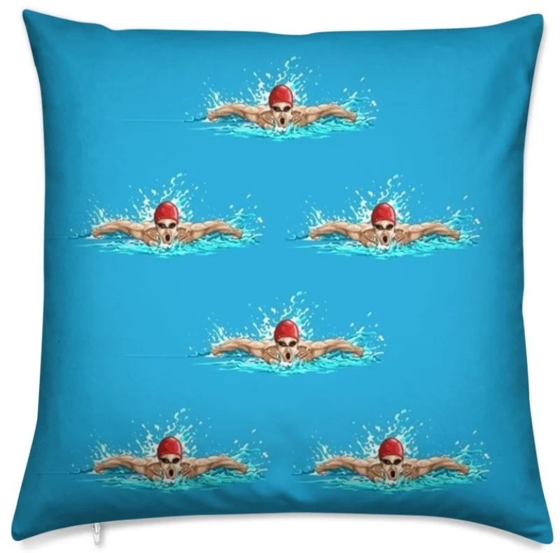 Tissu au mètre motif imprimé sport rideau coussin couette natation nageur piscine