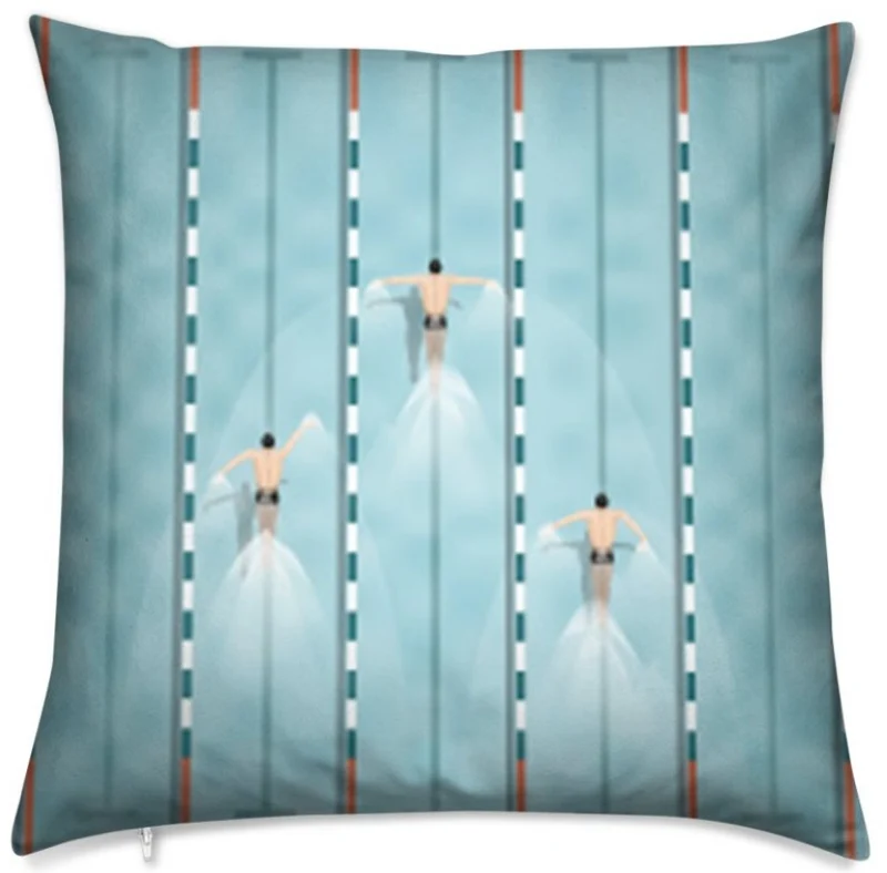 Tissu au mètre motif imprimé sport rideau coussin couette natation nageur compétition