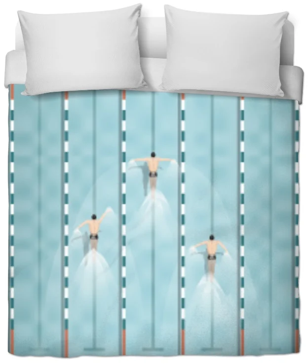 Tissu au mètre motif imprimé sport rideau coussin couette natation nageur compétition