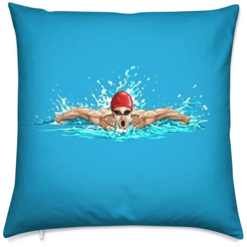 Tissu au mètre motif imprimé sport rideau coussin couette natation nageur