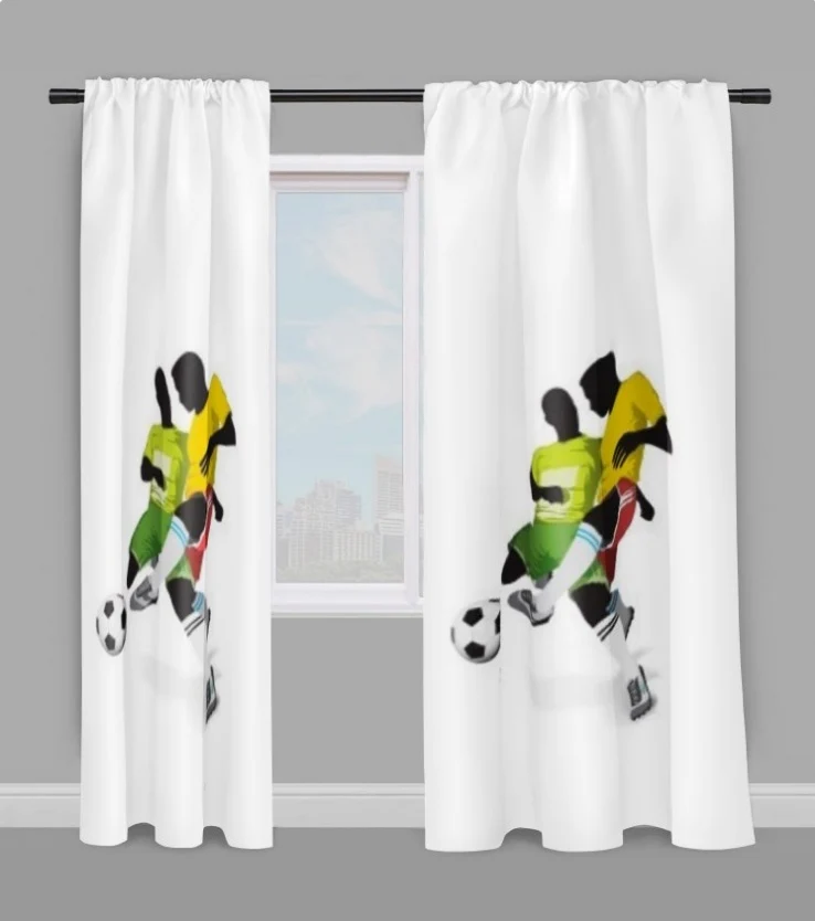 Tissu au mètre motif imprimé Football ballon footballeur sport rideau couette voilage