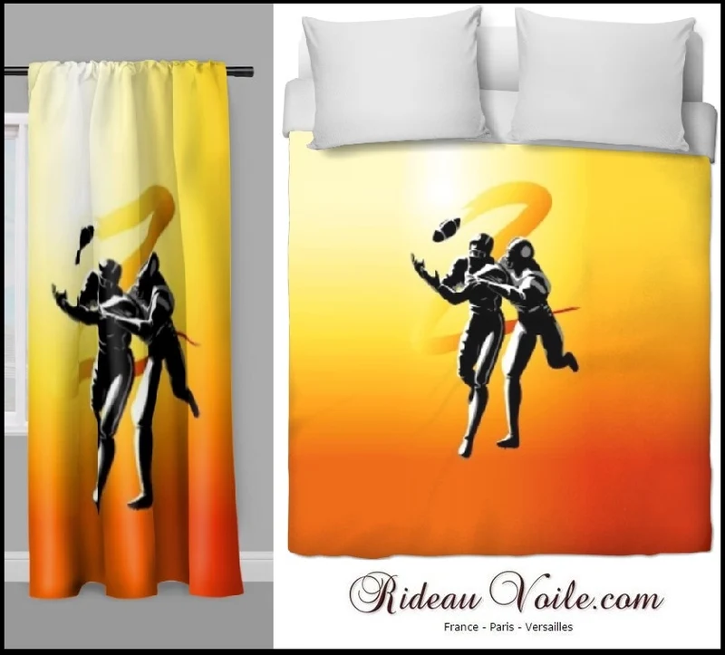Tissu au mètre déco chambre motif imprimé Football Américain rideau coussin couette