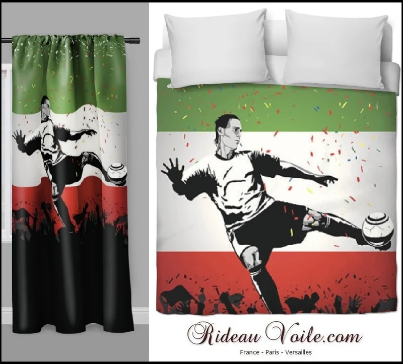Tissu au mètre motif Foot Mexique ballon drapeau Football Mexico rideau couette