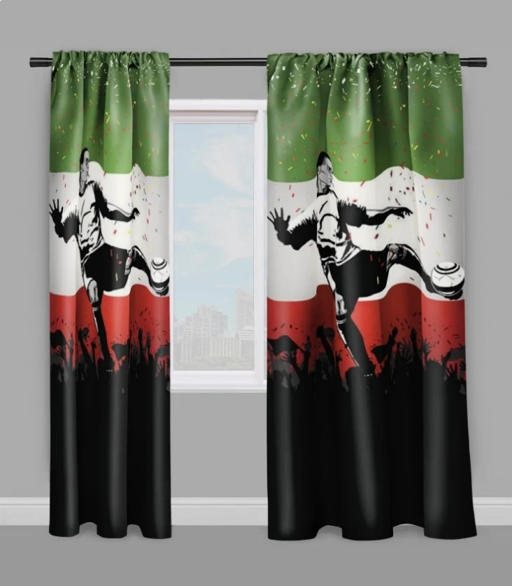 Tissu au mètre motif Foot Mexique ballon drapeau Football Mexico rideau couette