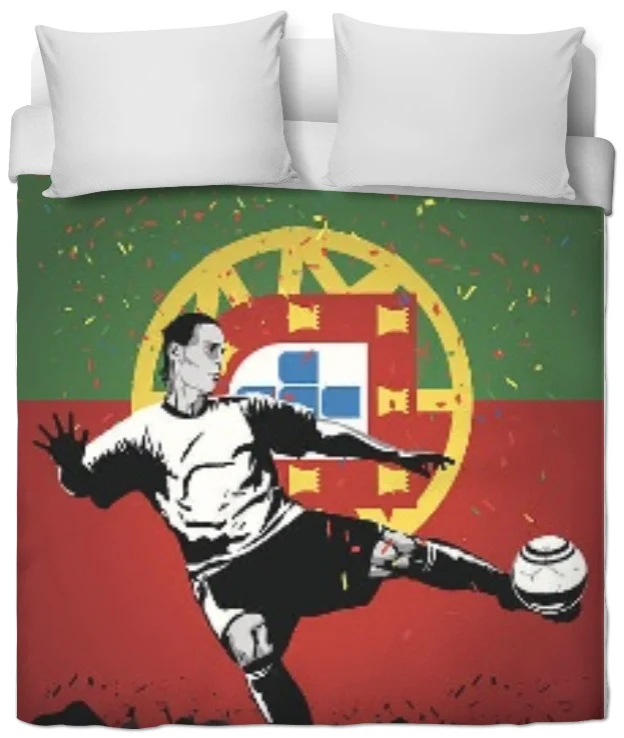 Tissu au mètre motif sport Foot ballon drapeau Football Portugal rideau couette
