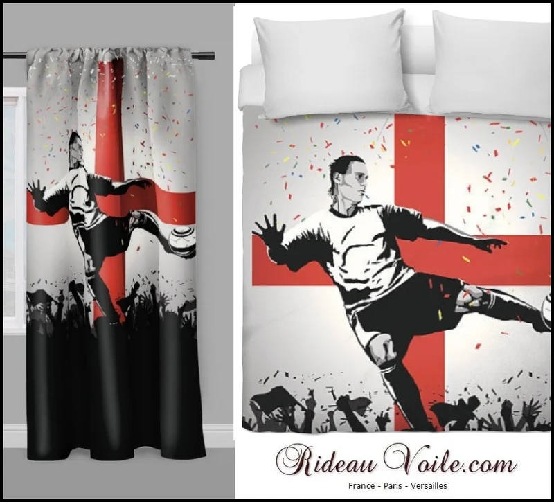 Tissu ameublement mètre motif sport Foot Angleterre ballon Football rideau couette