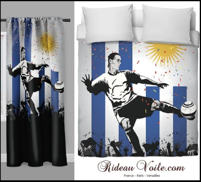 Tissu au mètre motif imprimé Foot Uruguay drapeau Football rideau couette