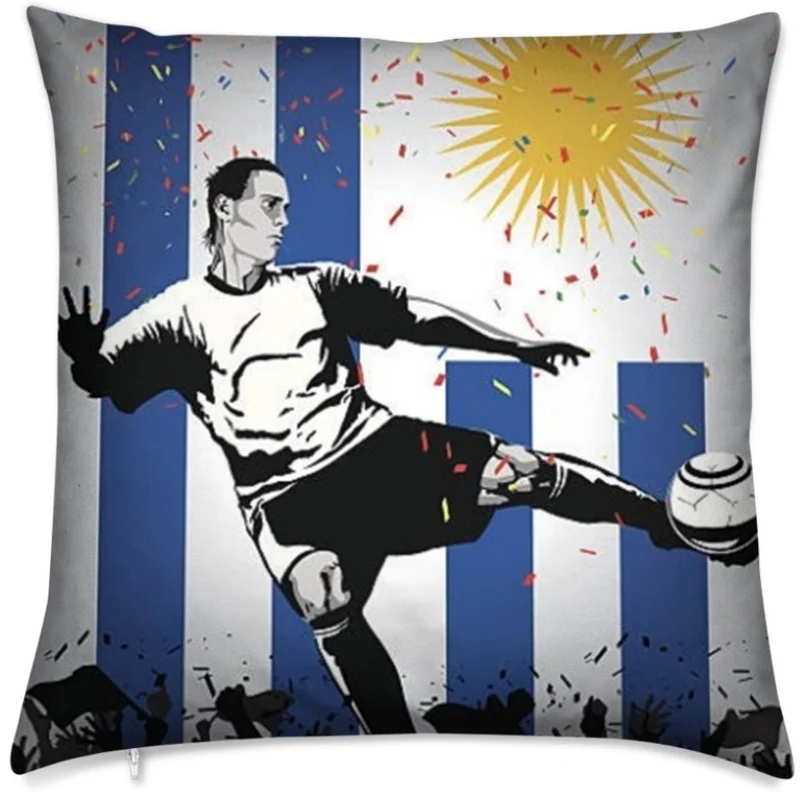 Tissu au mètre motif imprimé Foot Uruguay drapeau Football rideau couette