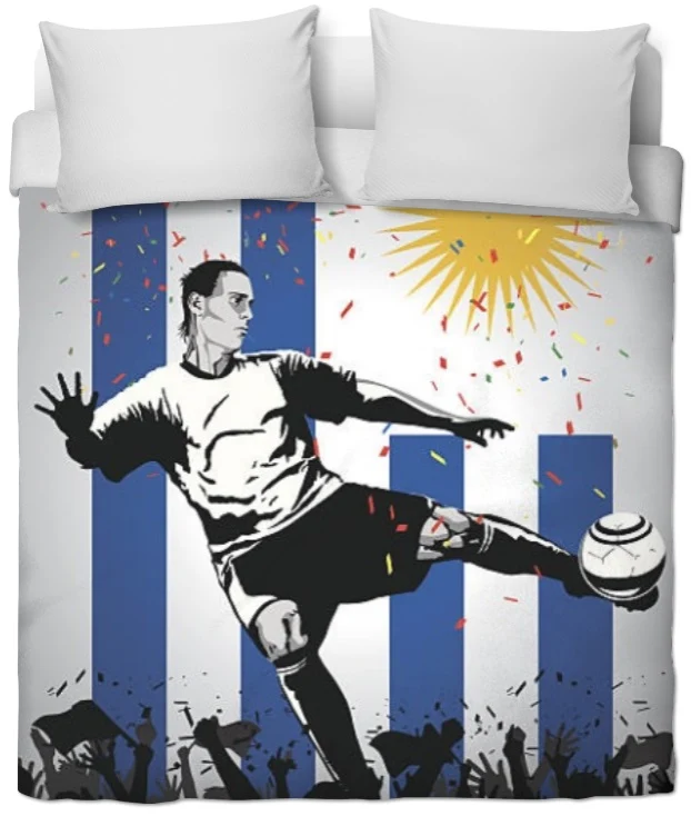 Tissu au mètre motif imprimé Foot Uruguay drapeau Football rideau couette