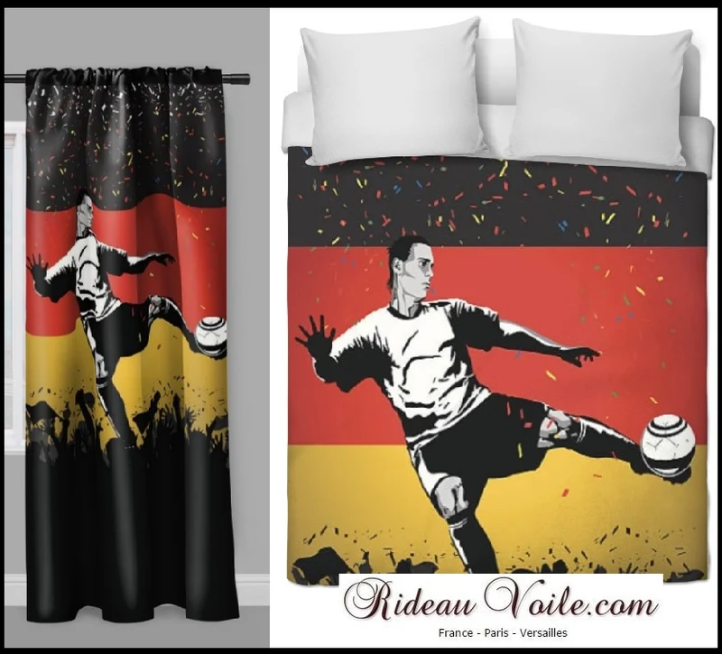 Tissu au mètre motif imprimé Foot Allemagne ballon drapeau Football rideau couette