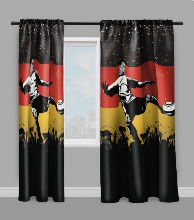 Tissu au mètre motif imprimé Foot Allemagne ballon drapeau Football rideau couette