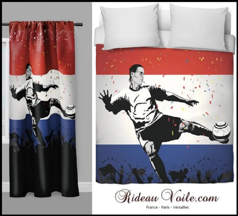 Tissu au mètre motif imprimé sport Foot Pays-Bas ballon Football rideau couette