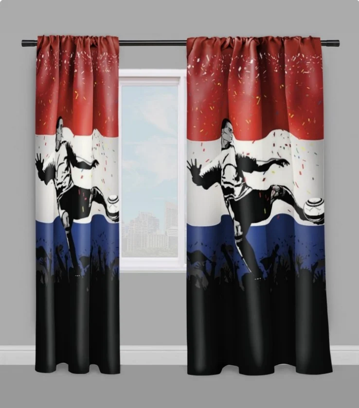 Tissu au mètre motif imprimé sport Foot Pays-Bas ballon Football rideau couette