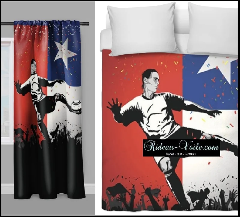 Tissu au mètre motif imprimé sport Foot ballon drapeau Football Chili rideau couette