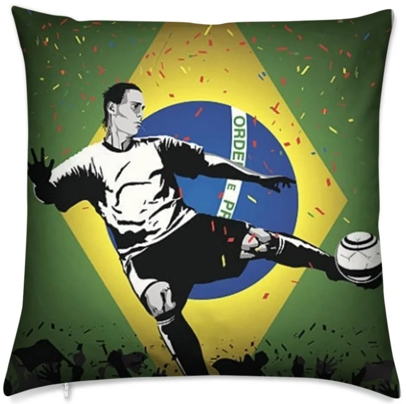 Tissu au mètre motif Foot Brésilien ballon drapeau Football Brésil rideau couette