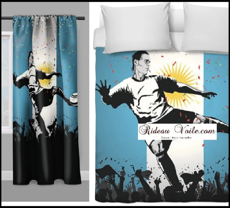 Tissu au mètre motif imprimé sport Foot ballon Football d'Argentine rideau couette