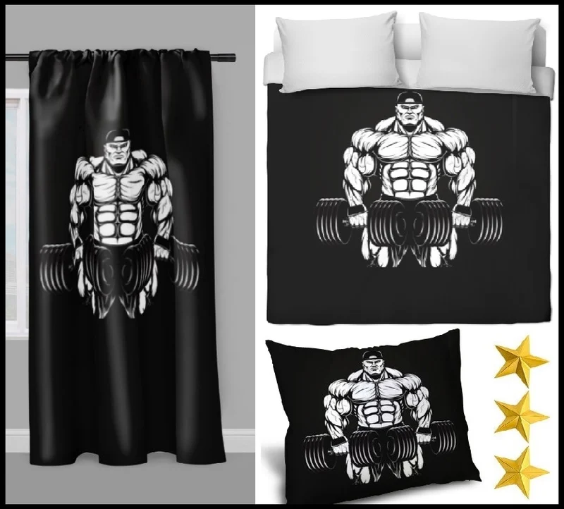 Motif tissu au mètre Full body altère sport bodybuiling fitness rideau coussin couette