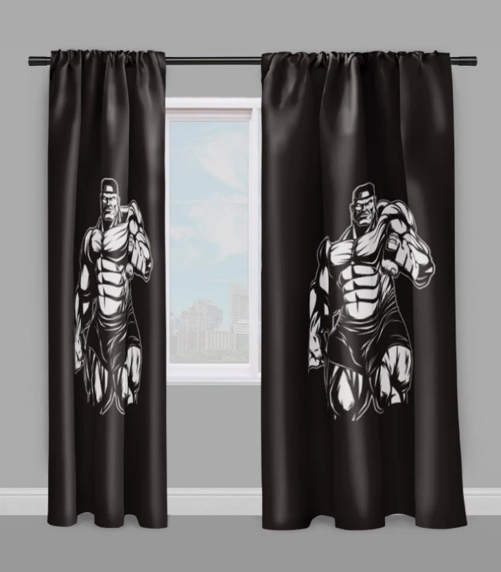 Motif tissu au mètre bodybuilder altère sport bodybuiling fitness rideau coussin couette