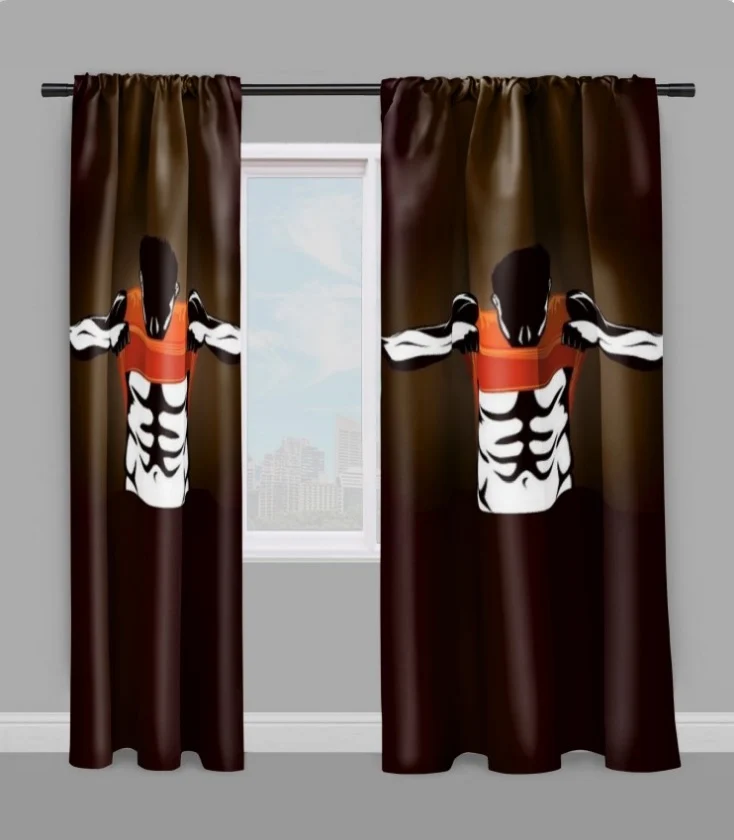 Motif tissu au mètre bodybuilder salle sport bodybuiling fitness rideau coussin couette