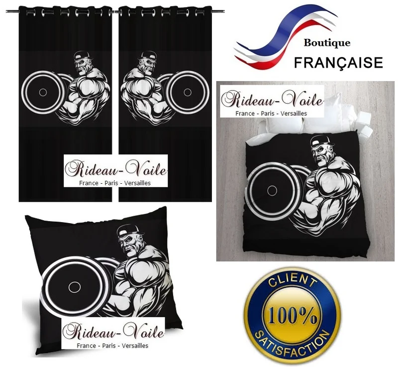 Motif tissu au mètre bodybuilder salle de sport bodybuiling fitness rideau coussin couette