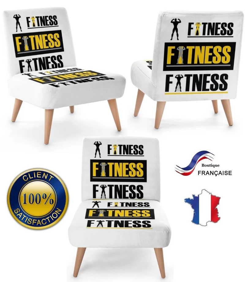 Motif tissu au mètre imprimé salle de sport musculation fitness rideau coussin couette
