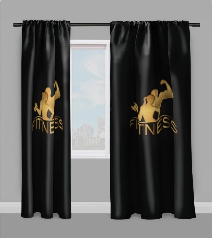 Motif sport musculation fitness rideau coussin couette tissu jaune au mètre or