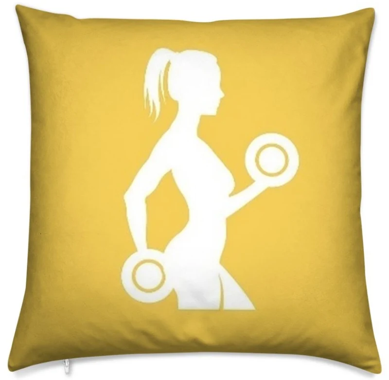 Motif salle sport musculation body fitness rideau coussin couette tissu jaune au mètre