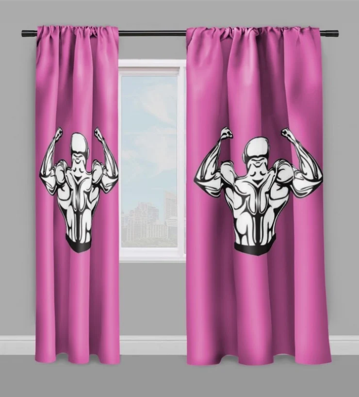 Motif sport musculation body fitness rideau coussin couette tissu au mètre fushia