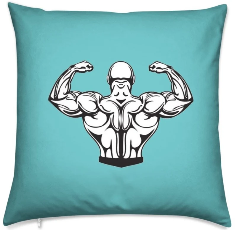 Motif sport musculation body fitness rideau coussin couette tissu au mètre bleu turquoise