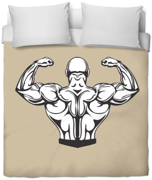 Motif sport musculation body fitness rideau coussin couette tissu au mètre beige