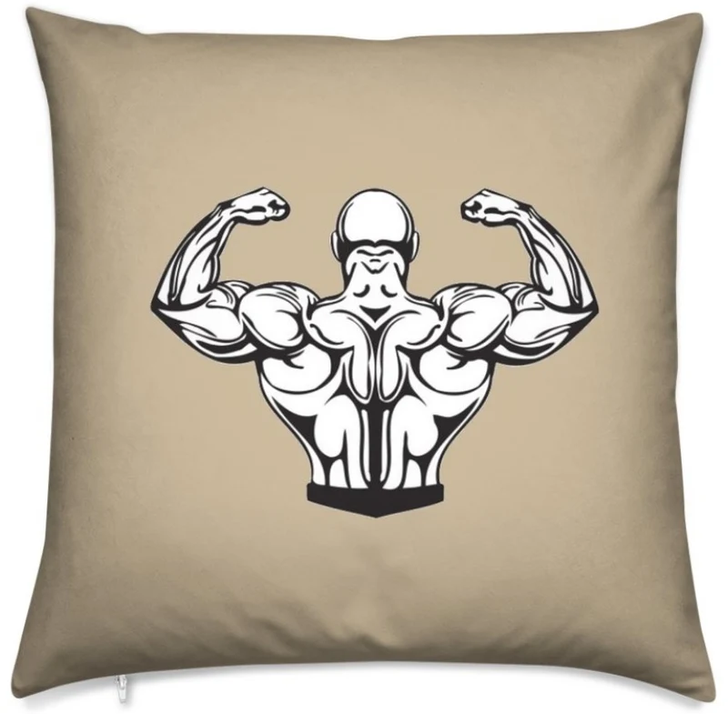 Motif sport musculation body fitness rideau coussin couette tissu au mètre beige