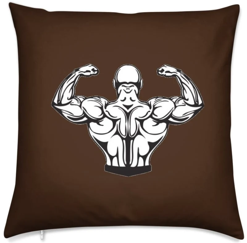 Motif sport musculation body fitness rideau coussin couette tissu au mètre marron