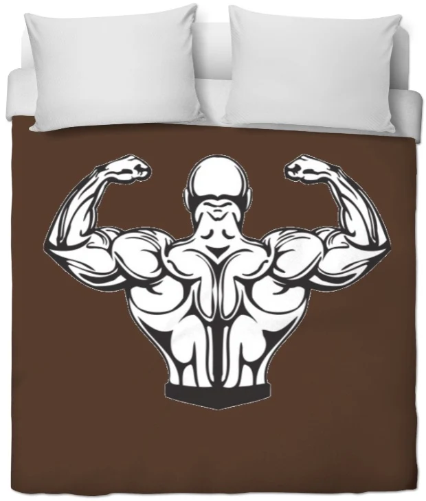 Motif sport musculation body fitness rideau coussin couette tissu au mètre marron