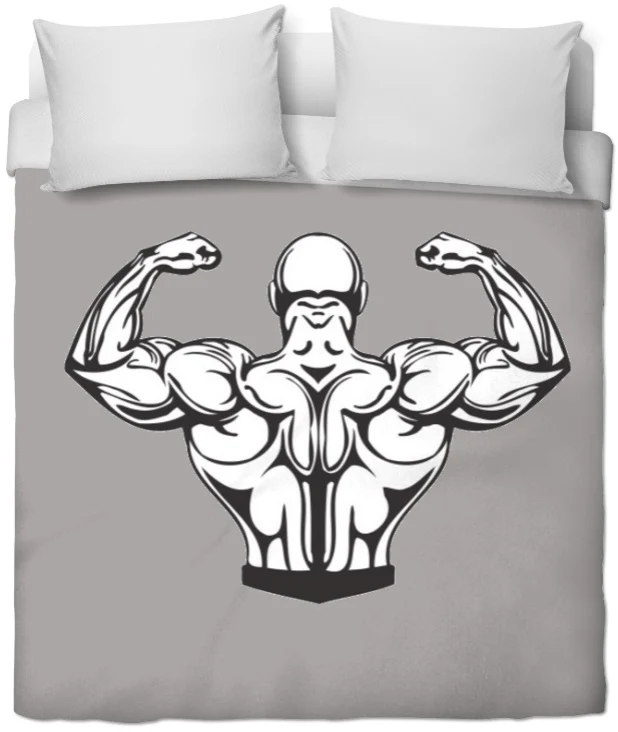 Sportif rideau coussin couette tissu au mètre gris bodybuilder homme fitness