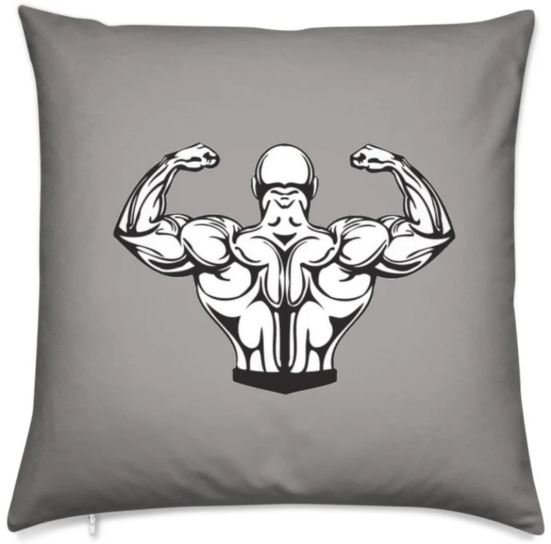 Sportif rideau coussin couette tissu au mètre gris bodybuilder homme fitness