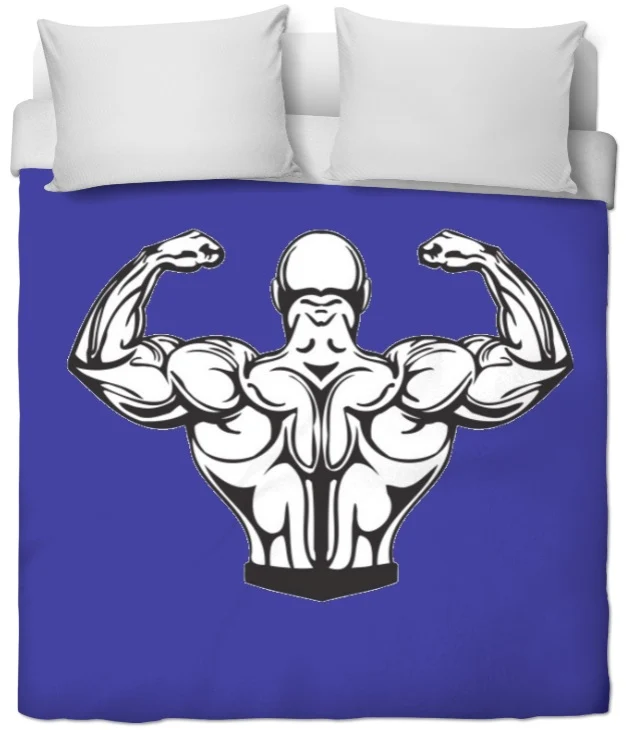 Motif sportif rideau coussin couette tissu bleu marine musculation dos full body