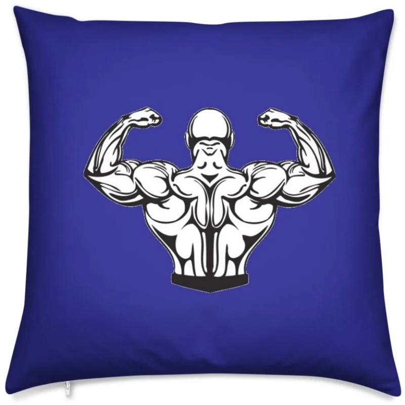 Motif sportif rideau coussin couette tissu bleu marine musculation dos full body