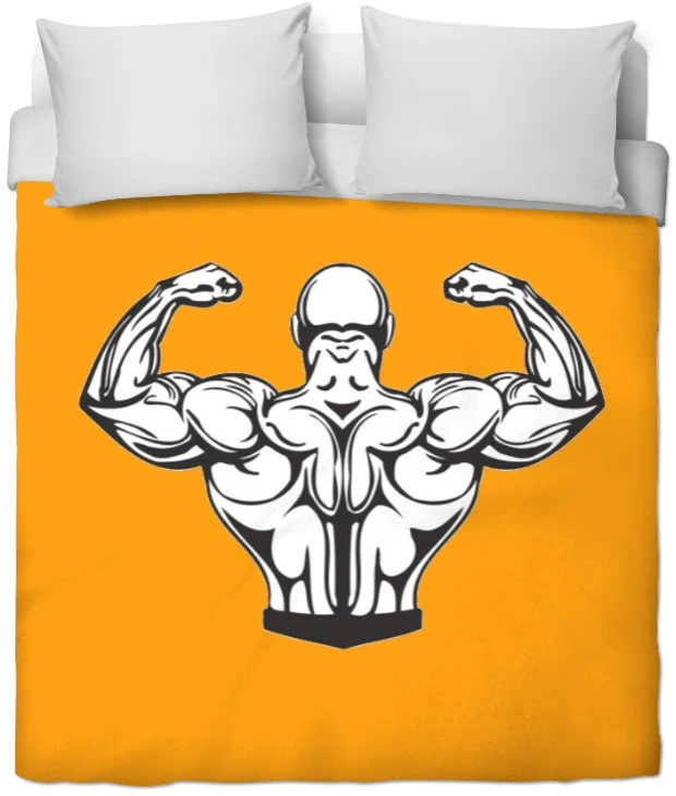 Motif orange sportif rideau coussin couette design musculation dos bodybuilding