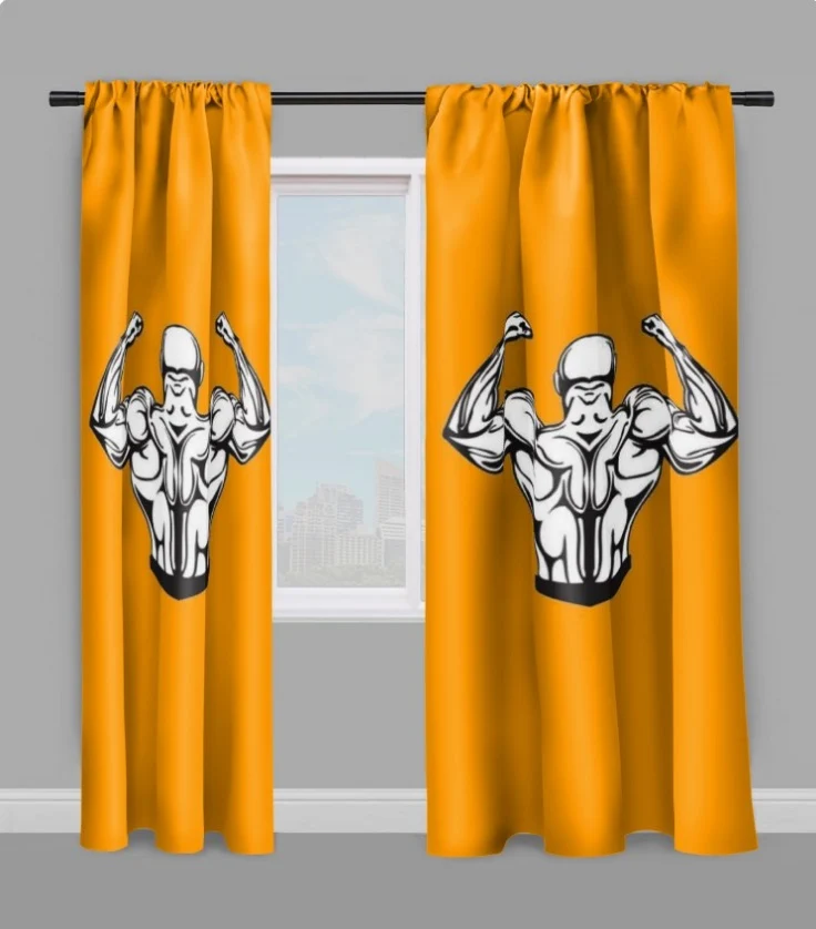 Motif orange sportif rideau coussin couette design musculation dos bodybuilding
