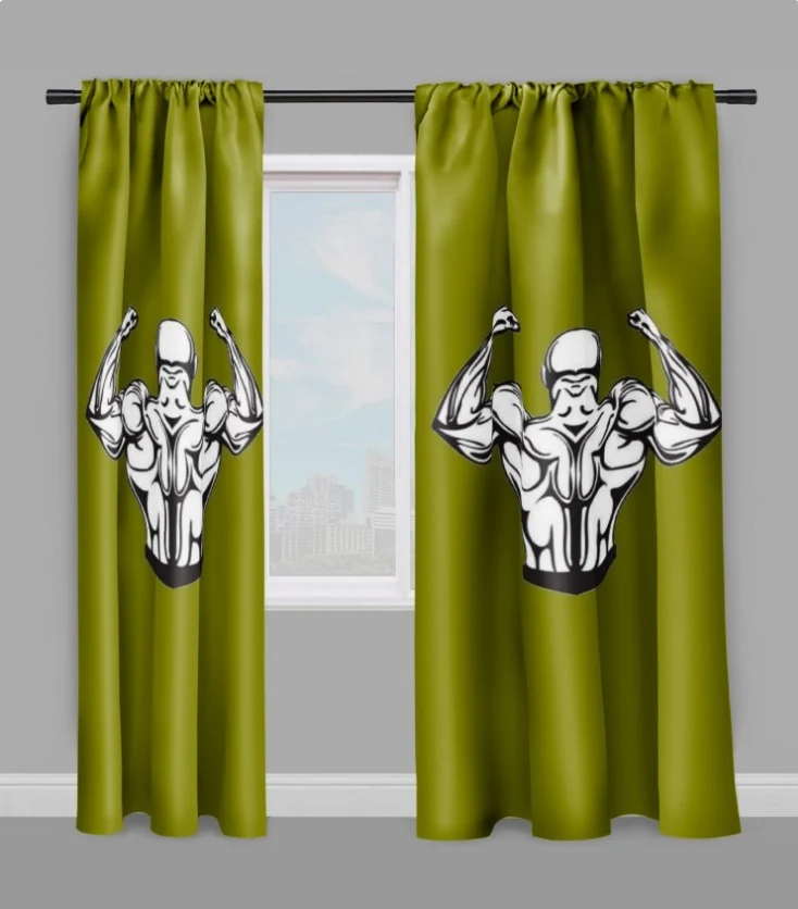 Motif vert sportif rideau coussin couette design musculation dos bodybuilding