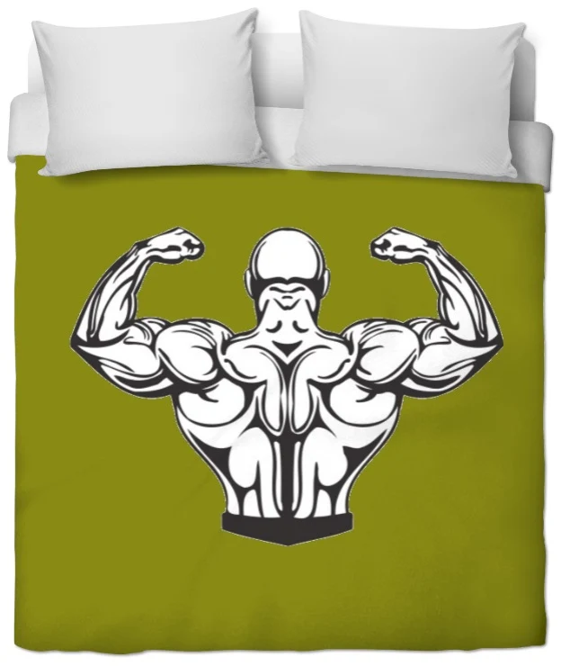 Motif vert sportif rideau coussin couette design musculation dos bodybuilding