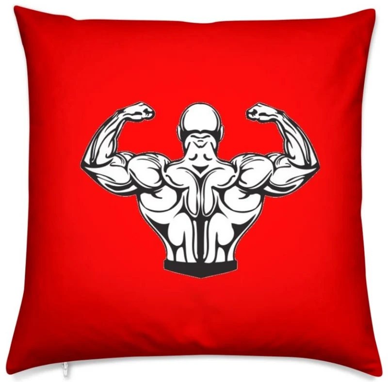 Décoration sportif rideau coussin couette rouge motif musculation dos bodybuilding