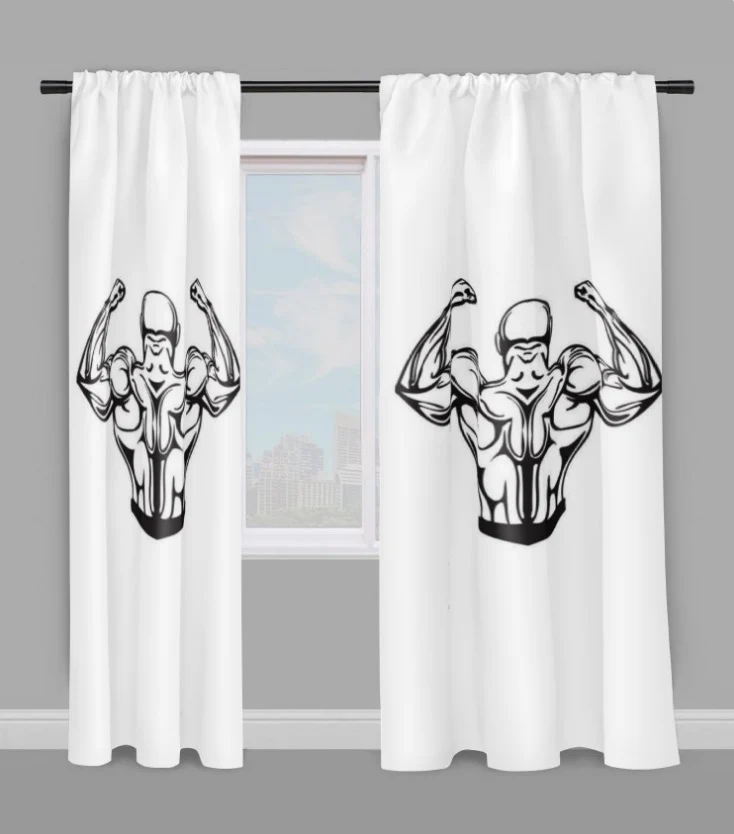 Décoration sportif rideau coussin couette motif musculation dos bodybuilding