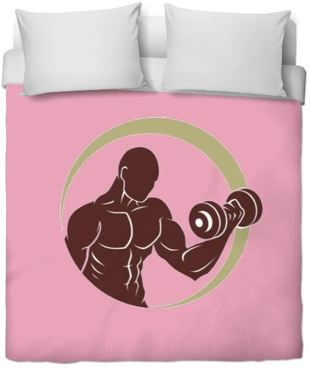 Décoration rideau coussin couette motif Fitness full body sport tissu rose au mètre