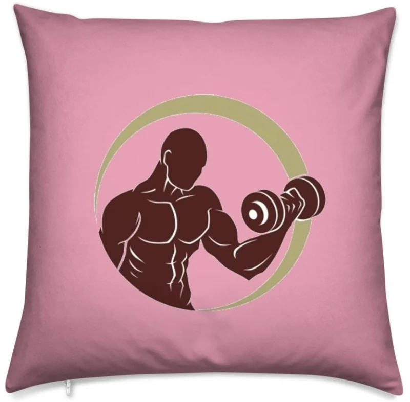 Décoration rideau coussin couette motif Fitness full body sport tissu rose au mètre