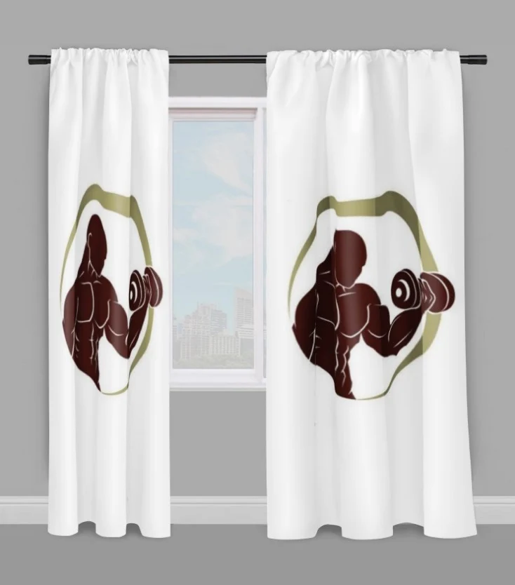 Rideau coussin couette motif Fitness musculation full body sport tissu au mètre
