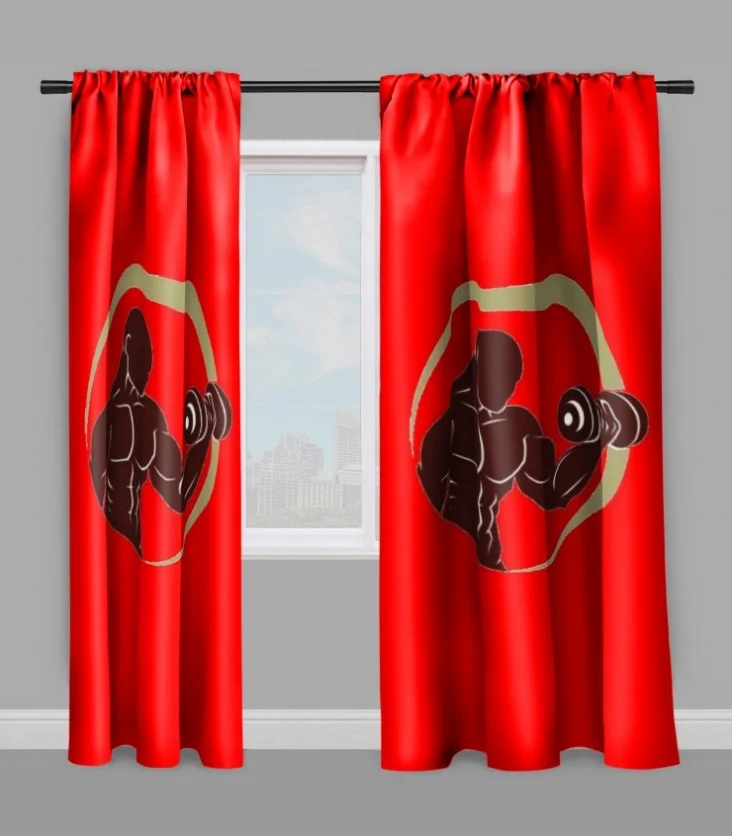 Sport rideau coussin couette motif Fitness musculation full body tissu rouge au mètre