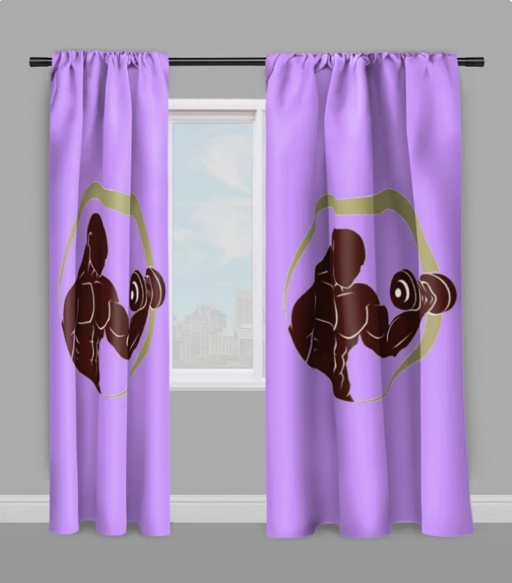 Sport rideau coussin couette motif Fitness musculation full body tissu violet au mètre