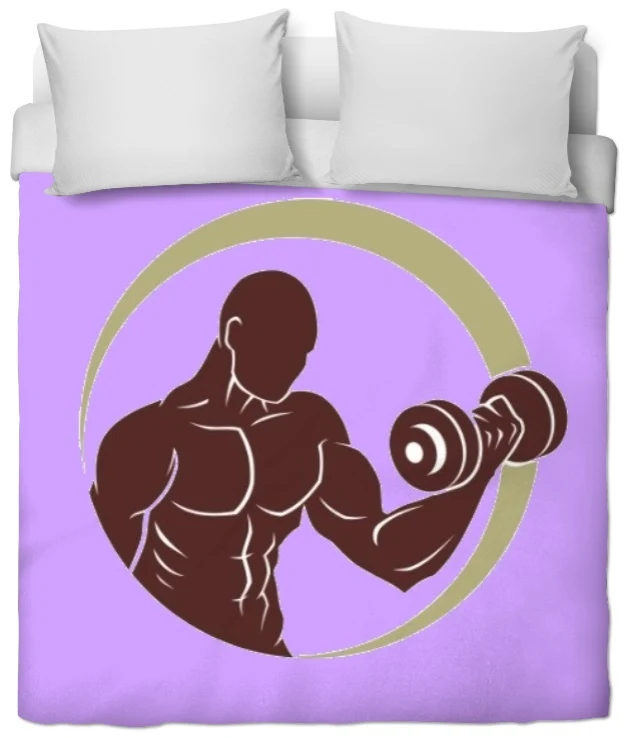 Sport rideau coussin couette motif Fitness musculation full body tissu violet au mètre
